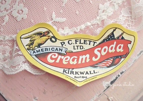 American Cream Soda vintage labels package of by littlepinkstudio