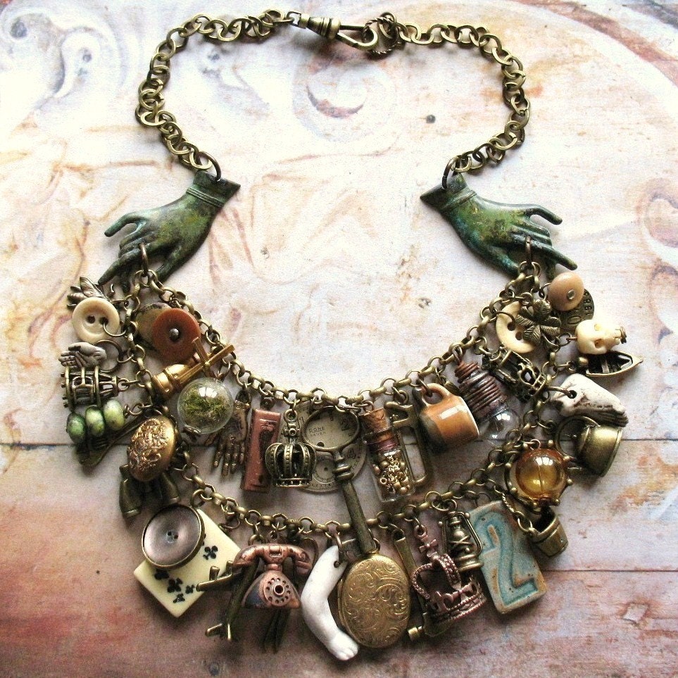 Romany Belle - Handmade Vintage Inspired Gypsy Bohemian Statement Charm Bib Necklace