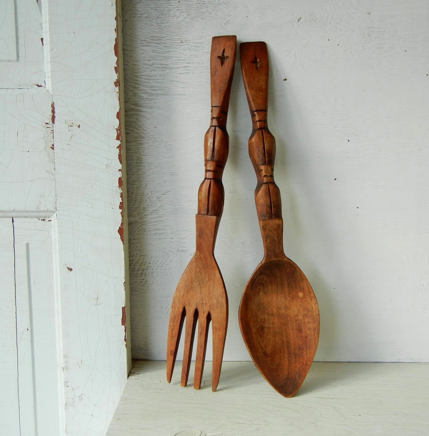 Vintage Fork and Spoon in Wood They're Almost by PeppermintBark