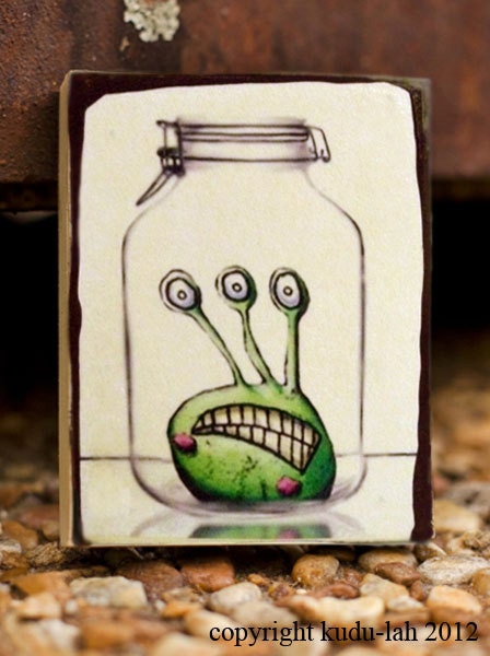 3 Eye'd Guy (Mason Jar Critter Art) - kudulah