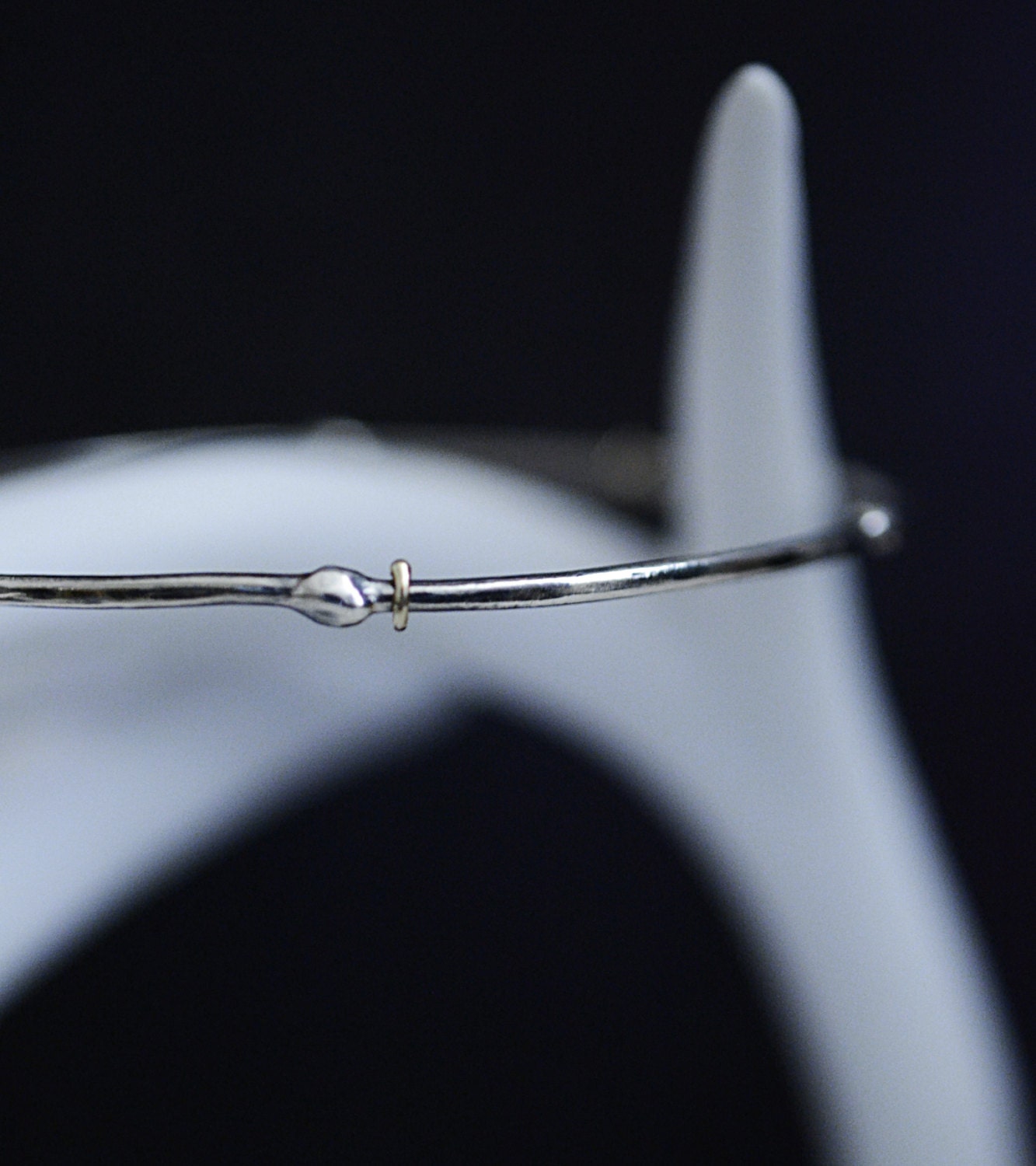 I am a babbling brook...single bangle bracelet in sterling silver and 14 karat gold