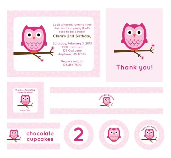 Owl Birthday Party-Printable PDF file PERSONALIZED Il_570xn