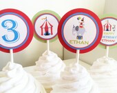 Circus Cupcake Toppers - Birthday Party Decorations - SET OF 12