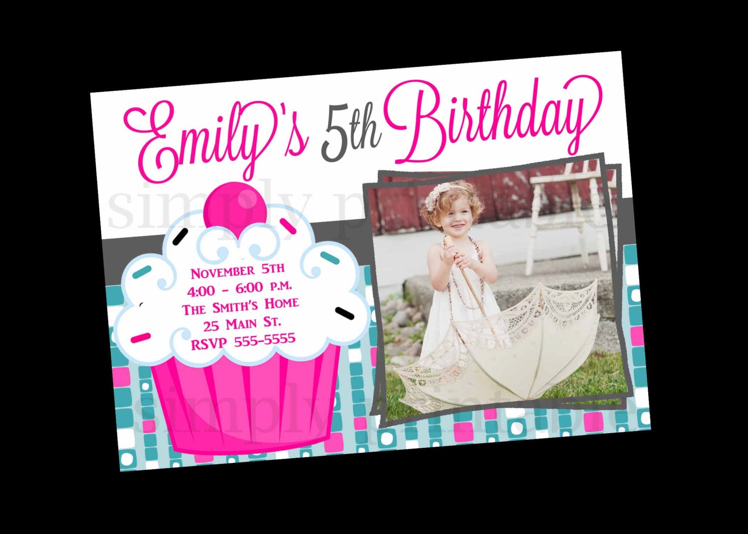 Cupcake Birthday Invitation with Photo Il_570xn