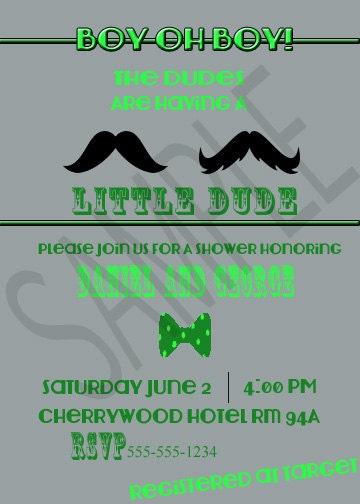Two Dads Having A Baby Boy - Personalized, Printable Little Man Mustaches & Bowties Baby Shower Invitation - BSD3000-BSD3004 Il_570xn