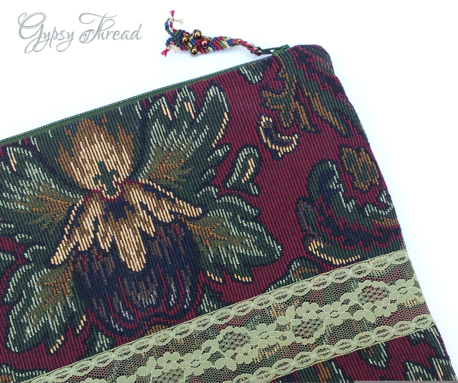 Vintage Royal Colors Brocade Tapestry and Lace iPad Cover - GypsyThread