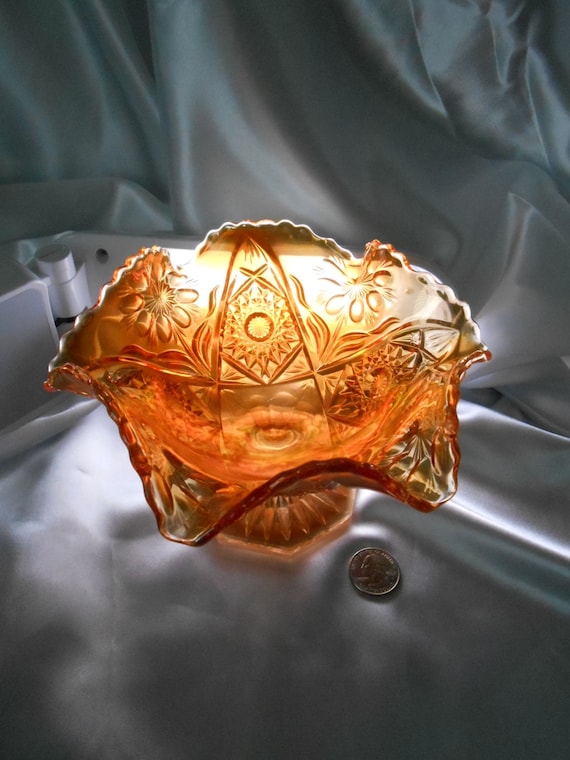 CARNIVAL GLASS Candy Dish Fluted ruffled by VintageTreasuresRus