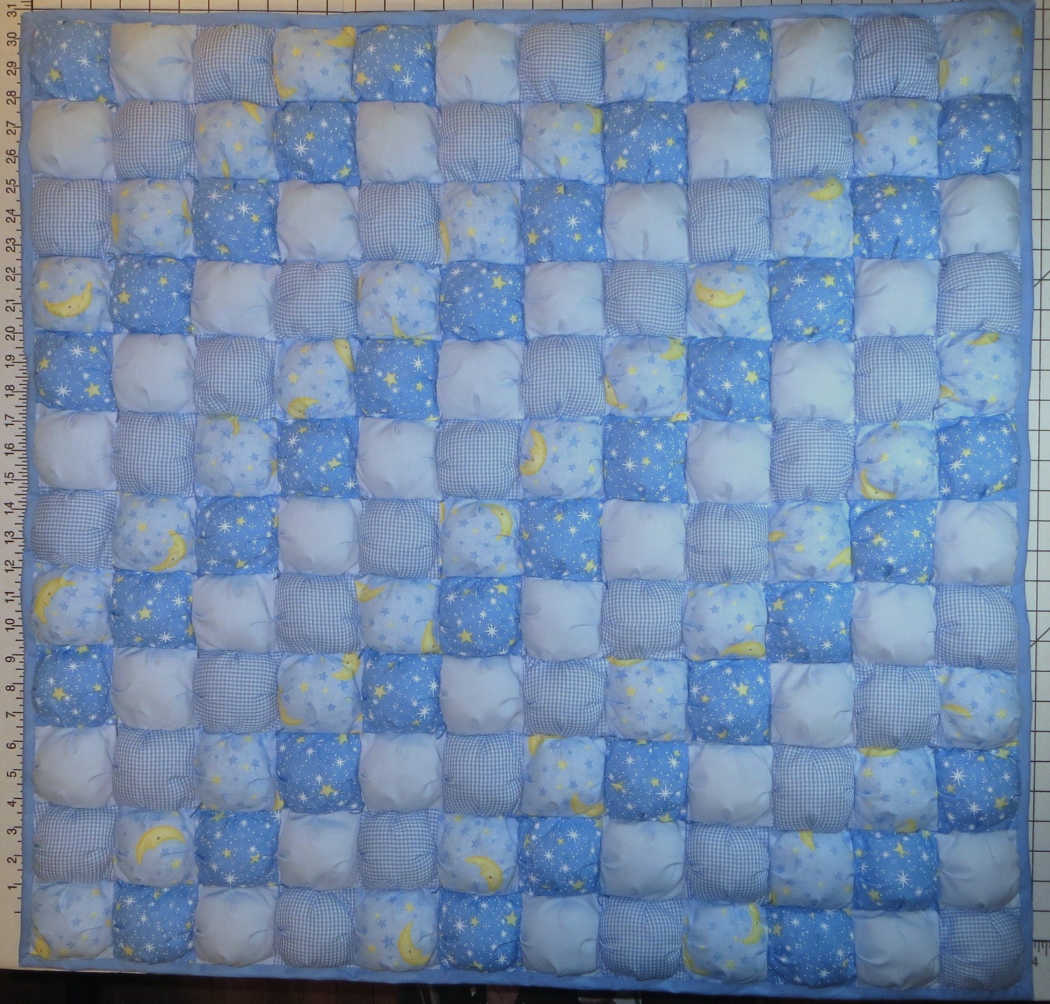 Baby Boy Blue Puff Quilt Biscuit Quilt Baby or by NeedfulPatterns