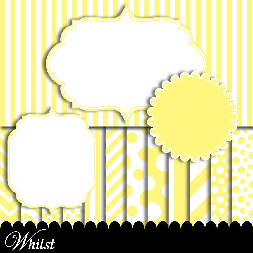 Yellow clip art frame clipart diagonal digital paper polka dot yellow frame scrapbook chevron baby frame clip art : p0176 3s1050 IP Il_570xn