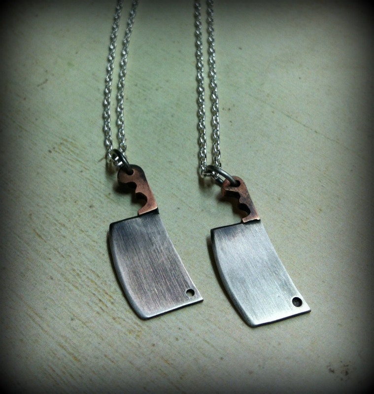The Butcher. Mixed Metal Jewelry. Meat Cleaver Necklace. by Arrok