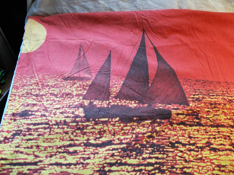 King Waterbed Vintage Sheet Set // Orange Yellow by heartkeyologie