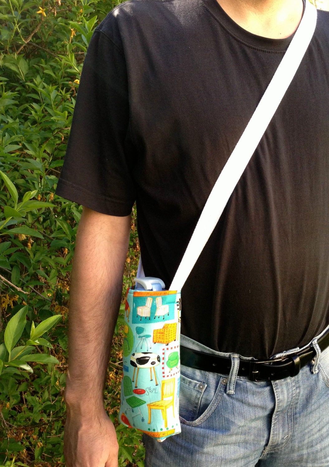 Items similar to Water Bottle Carrier/Sling with Cross Body Strap