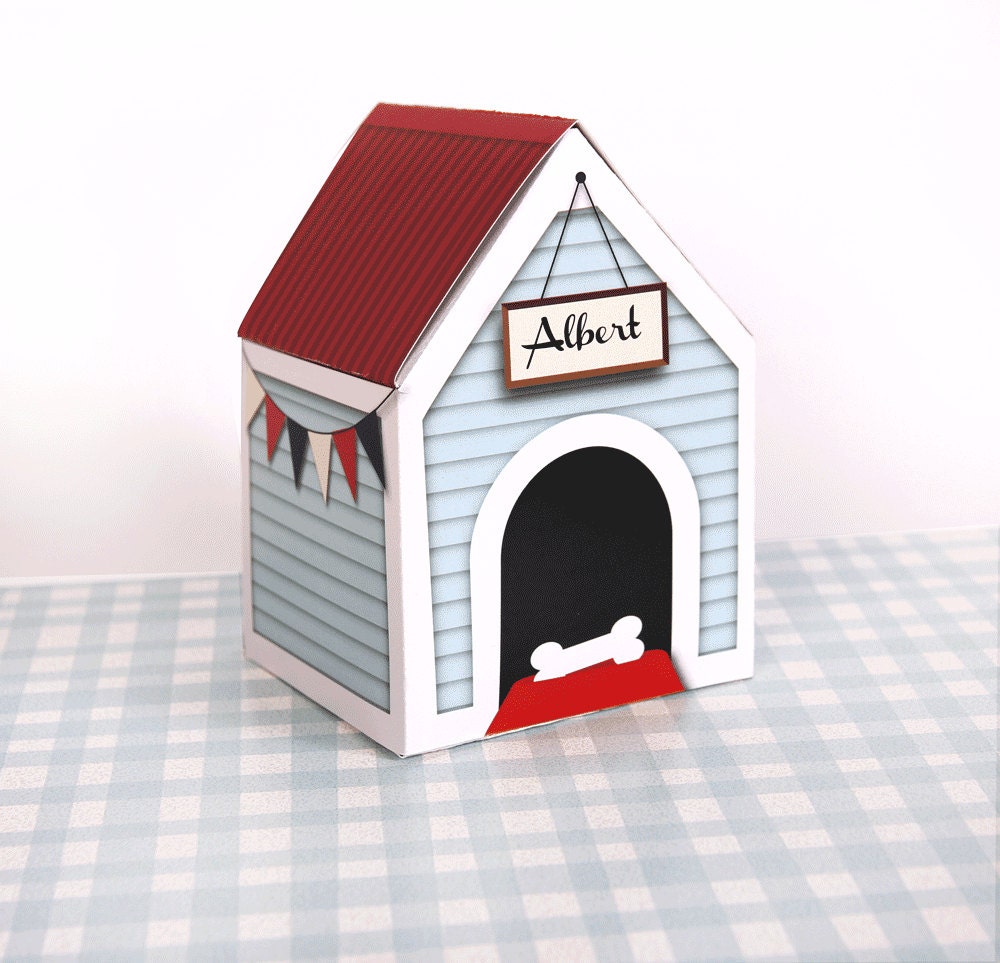 PERSONALIZED Custom Dog House Treats Box by PaperScissorsPop