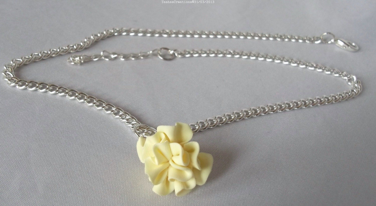 Carnation Necklace, Spring Jewelry perfect for Cream Weddings, Custom Necklace, Mothers Day, Prom Jewelry and Daywear, Flower Pendant - tashascreation