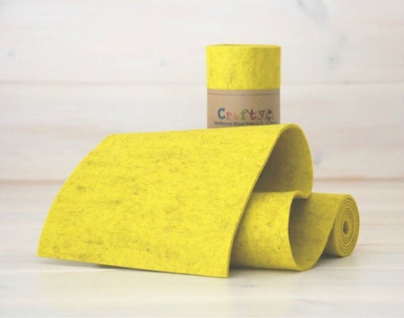Thick Wool Felt Roll Color Lemon Heather Wool by CraftyWoolFelt