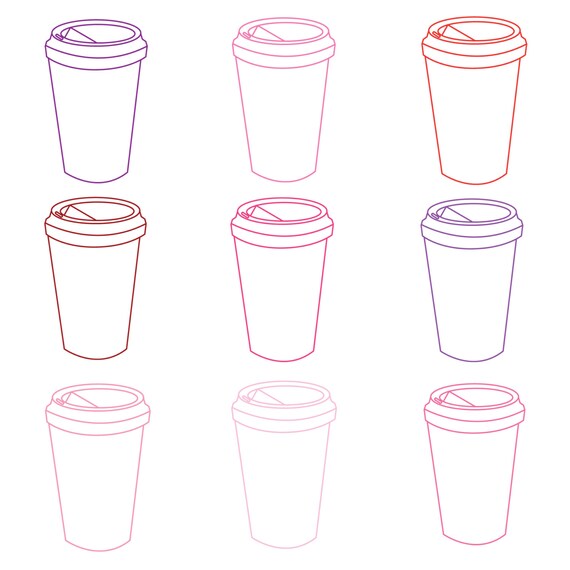 Digital Clip Art // Pink and Red // Coffee Clipart // Valentines Day Coffee Cups // Commercial and Personal Use // Instant Download Il_570xn
