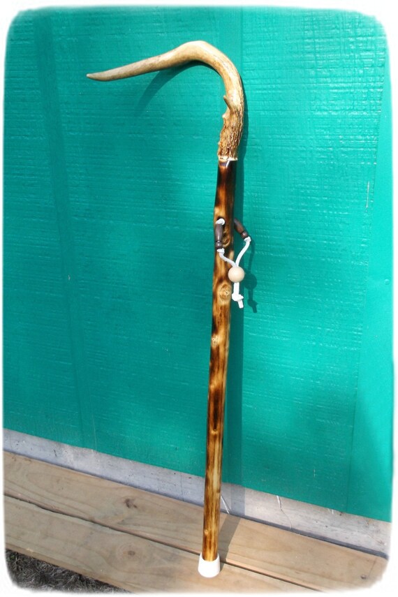 Deer horn handle walking stick walking cane. by RusticTreasures4U