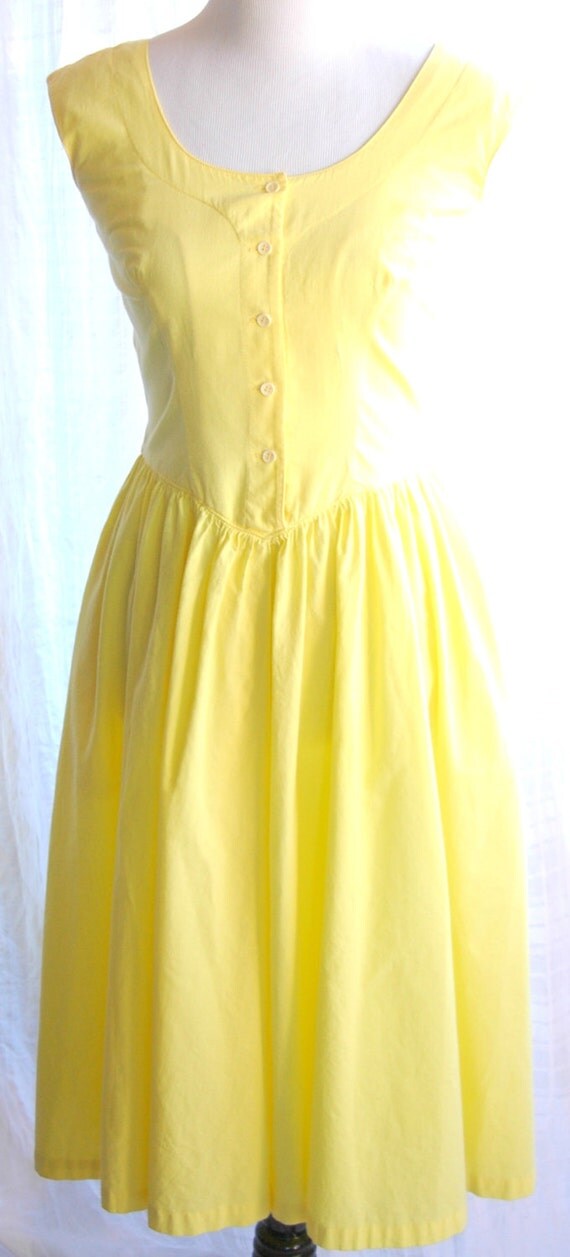 Yellow Sundress Bright Sunny Sleeveless Full Skirt Sash Tie Back ...