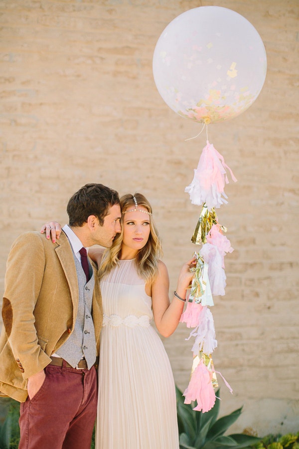 36" Round Confetti Balloon with Tassels - As Seen on Ruffled Blog and Hostess with the Mostess - onestylishparty
