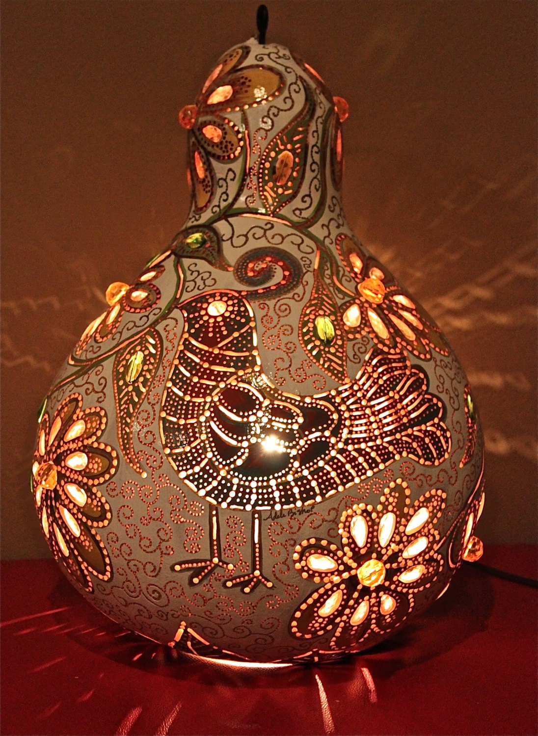 Original Quail Wall hanging Gourd lamp glass by AdelesElectricRays