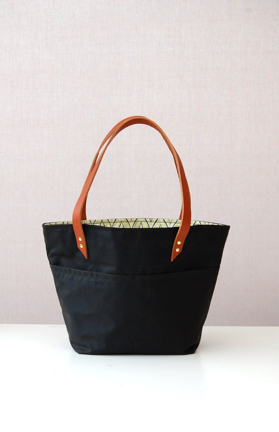 Waxed cotton canvas tote bag with leather handles by ForestBags