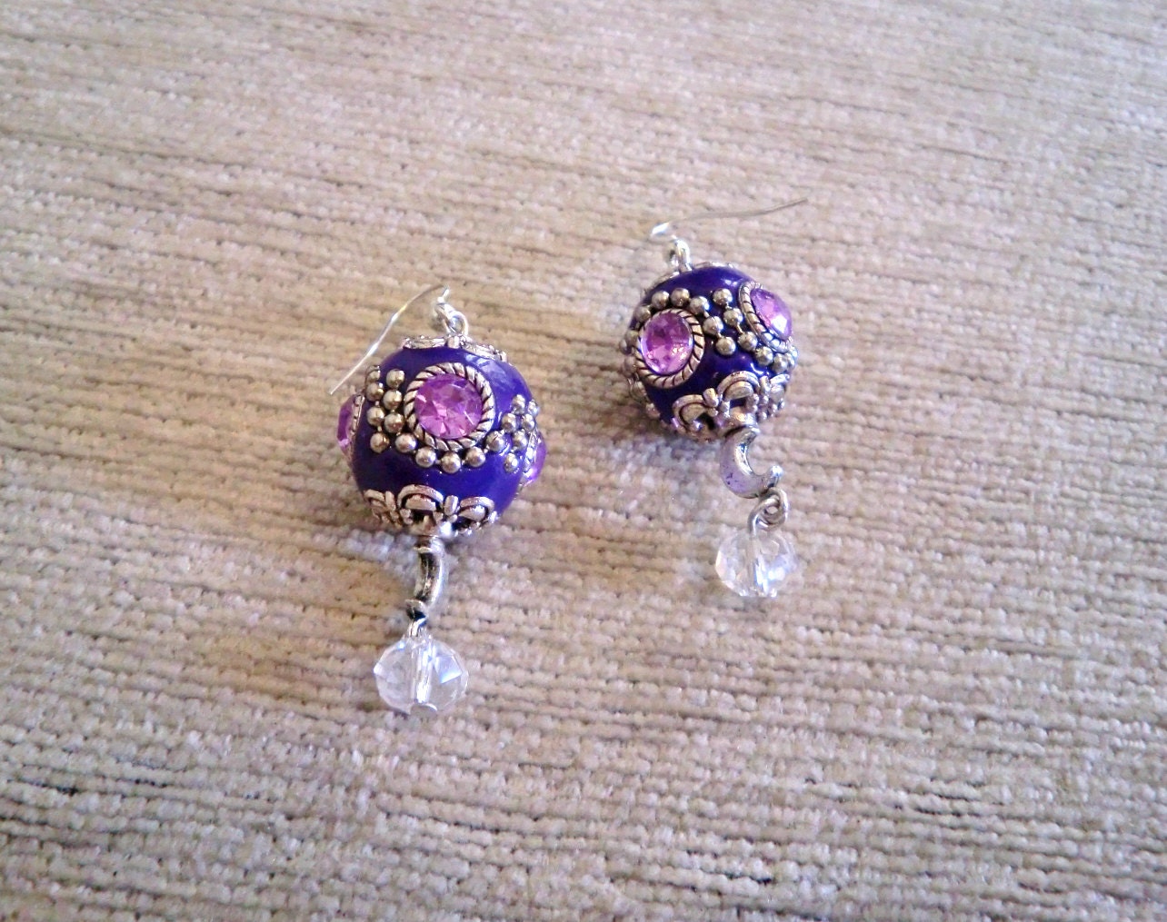 Oriental Bollywood Kashmir Earrings - Dark Violett - SandstormArt