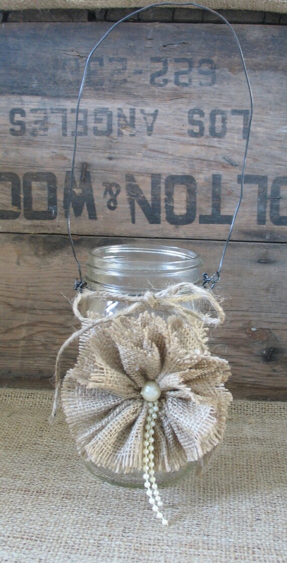 Hanging Mason Jars Ball jars Flower by TheShabbyChicWedding