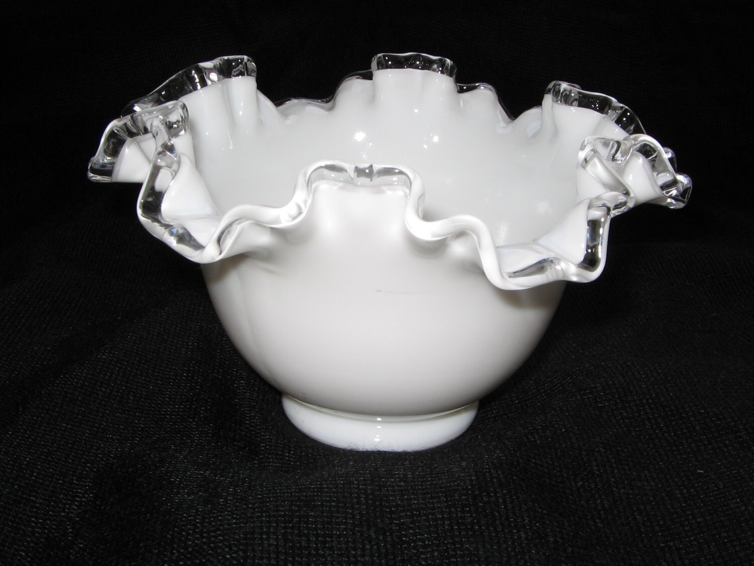 Fenton Milk Glass Candy Dish Silver Crest Line by eclecticdepot