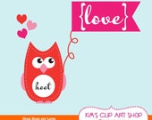 Valentine Owl Clip Art Single for Commercial and Personal Use, clipart, scrapbooking, stationery Il_170x135