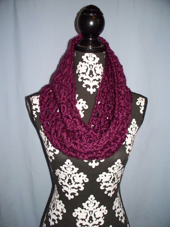 Maroon Chunky Infinity Scarf Il_570xn