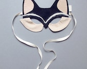 Black Fox Mask in linen and leather - lucillemichieli