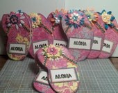 Custom Made to order 10 invitations Hawaiian floral flip flop cards birthday party