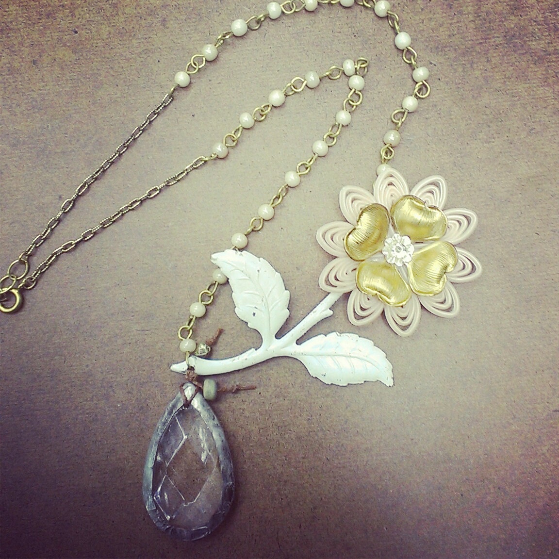 bohemian gypsy recycled vintage crystal swarovski brass
