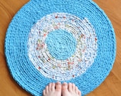Rug by EKRA Robin's Egg Blue Round Crochet Upcycled Area Mat