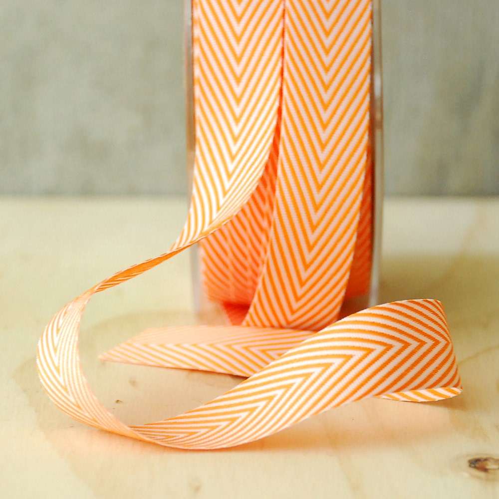5 Yards Orange Chevron Twill Tape Ribbon