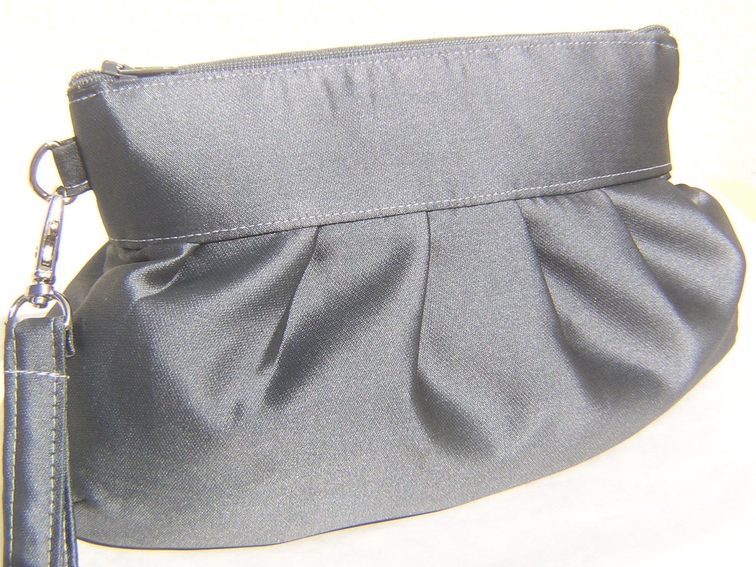 BRIDESMAIDS CLUTCH, Janbag Wristlet , handmade,, bridal, wedding - Solid grey
