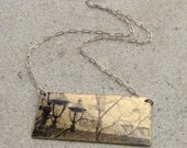 Brass Lamp Post Necklace on Sterling Chain