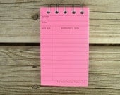 Neon Pink Library Card Notebook -- Teacher Gift, Library, Vintage Library