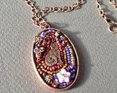 Cozy Copper Cat Beaded Necklace by Megan Noel