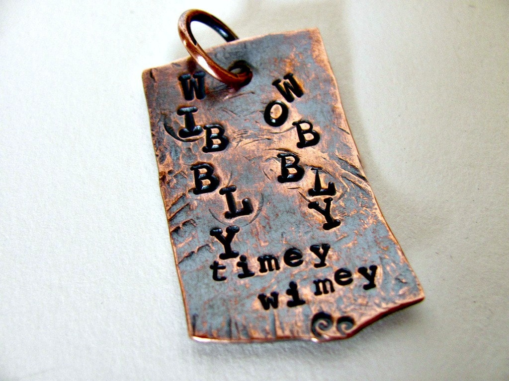 Doctor Who Wibbly Wobbly, Timey Wimey Copper Pendant 10th Doctor David Tennant