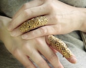 Versailles Armor Ring Gothic Flourish Filigree Knuckle Ring ONE Ring Set Gold Tone