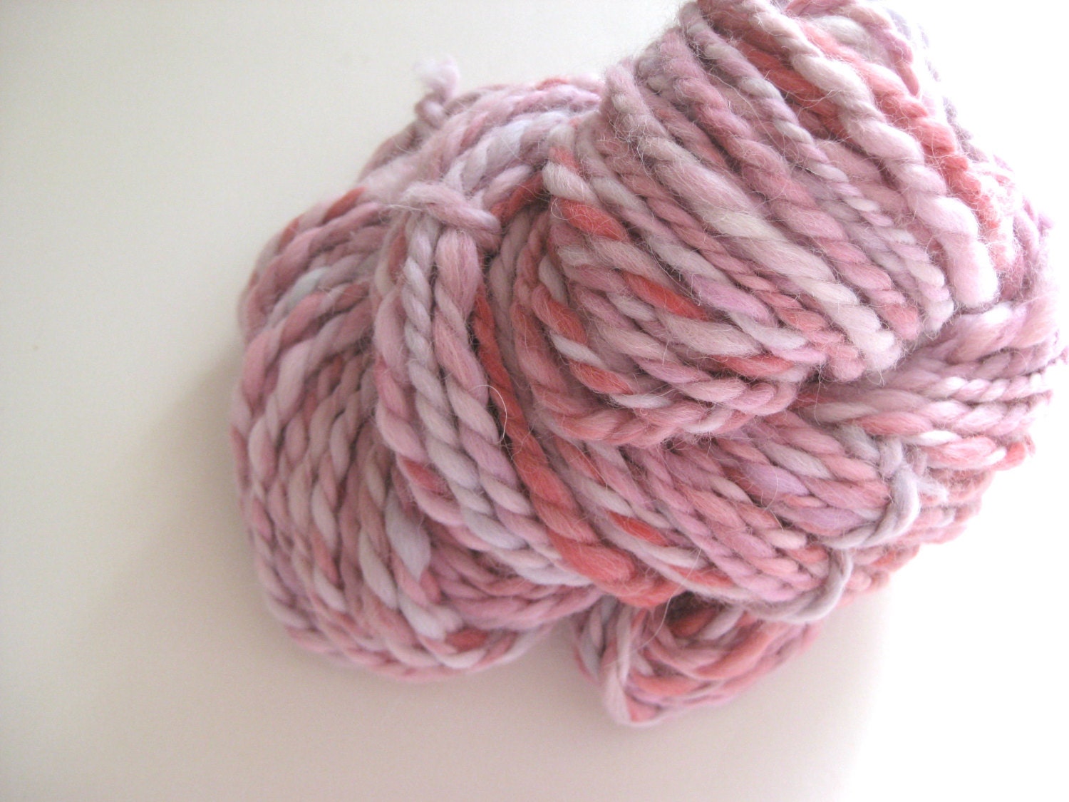 Handspun Yarn - Buttery Soft Alpaca - Bulky Two Ply - Berry Blush - 52 Yards