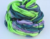 Handspun Self Striping Yarn - Art Yarn - Super Thick and Thin - Super Bulky Single - Hand Dyed - Merino Wool  - 82 Yards