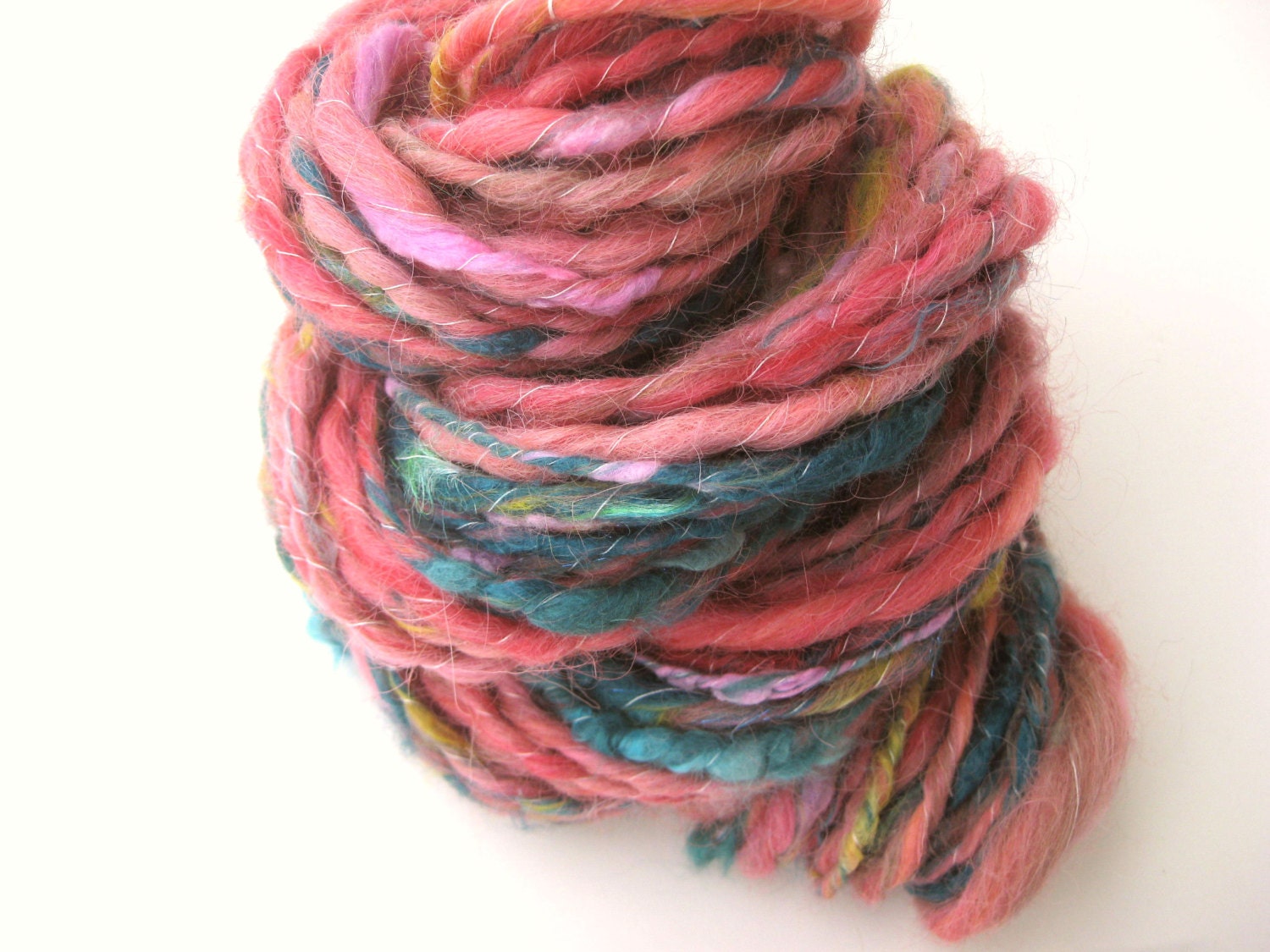 Handspun Yarn - Art Yarn - Super Bulky - Thread Plied - Social Butterfly - 36 Yards