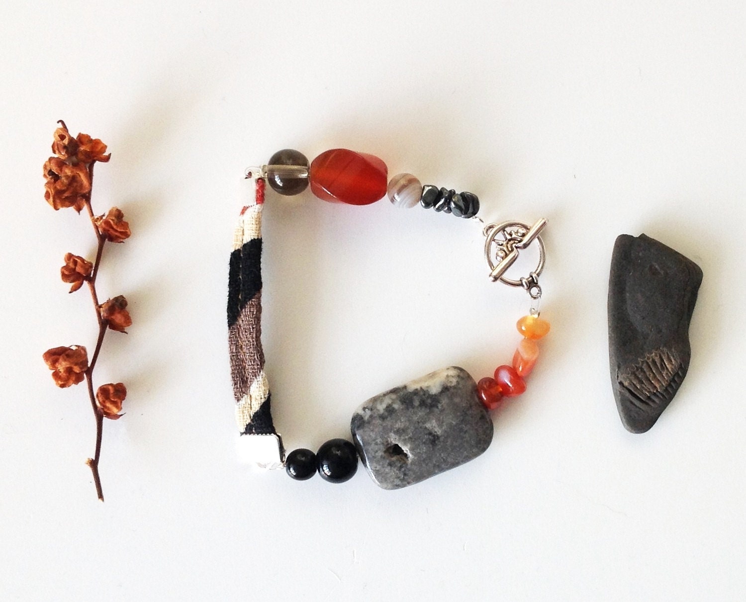 Bracelet - Vintage Fabric Textile Jewelry