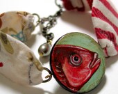 Original Painting Fabric Bracelet: Fish 4