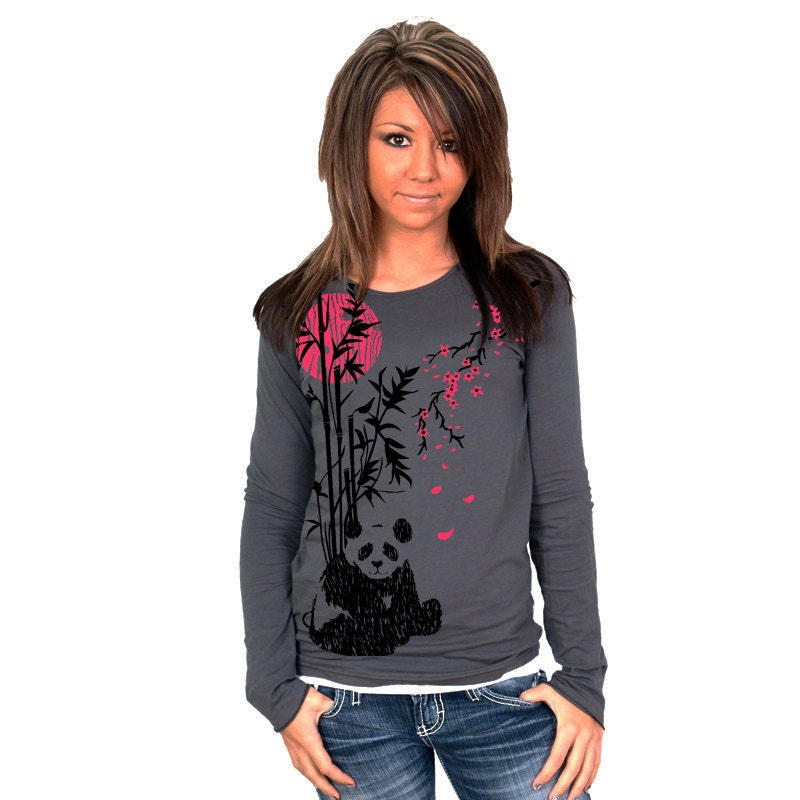 Blossom Panda American Apparel Long Sleeve