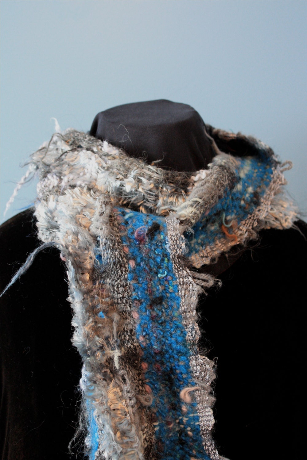 Silver Streak, an Everyday Scarf in grey and blue