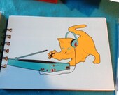 DJ Cat Handbound Spiral Handmade Notebook