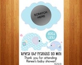 50 - Elephant Baby Shower Scratch Off Cards - Personalized To You